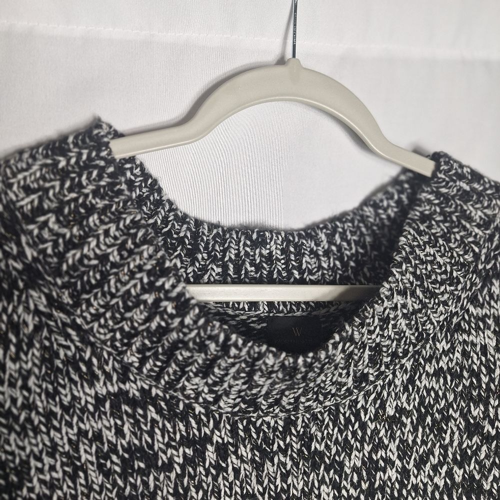 Worthington Short Sleeve Knit Sweater 3/4 Sleeve Black White XL Womens - Picture 3 of 7